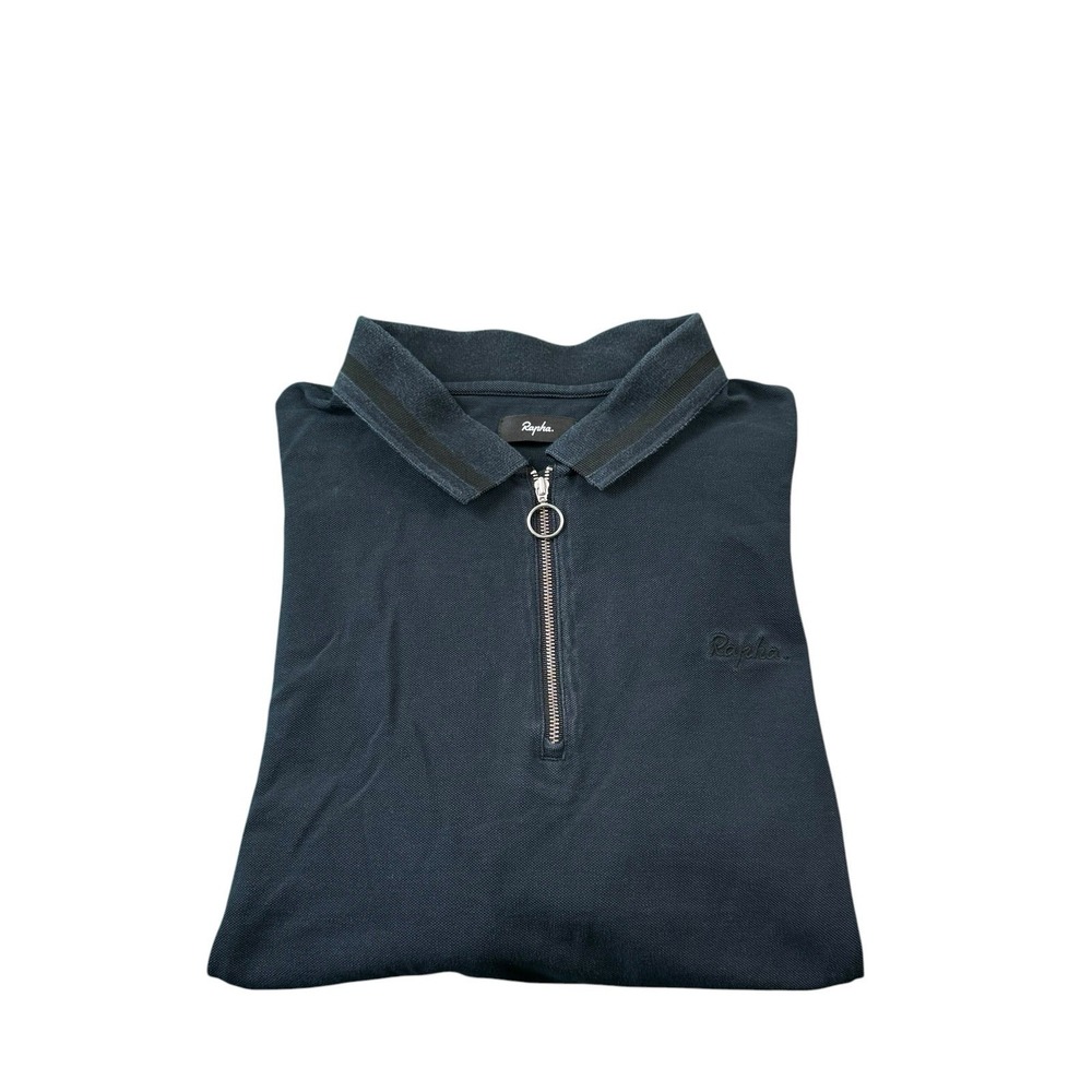 Rapha Navy Blue Half Zip Men's Cotton S/S Polo Shirt Size Large
